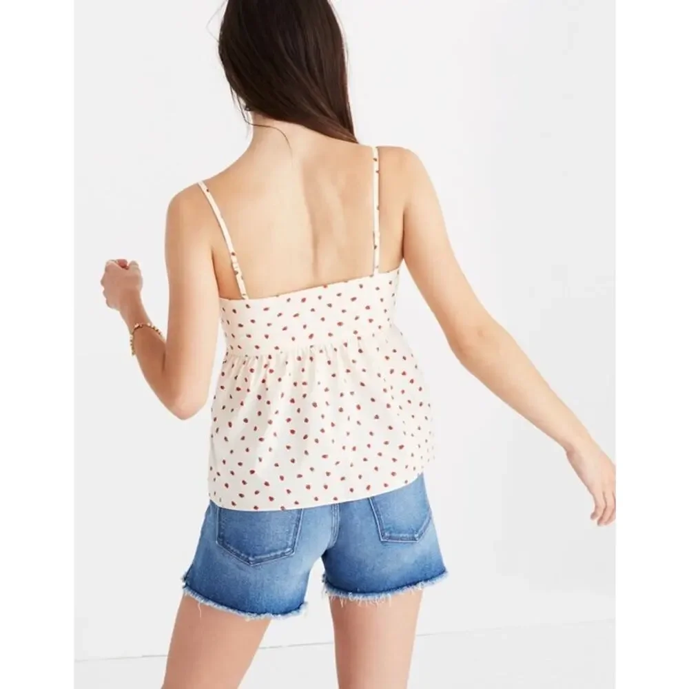 Madewell Strawberry Tie Front Cami Keyhole Top  Cotton Summer Sz 2 Cottagecore - Picture 12 of 12